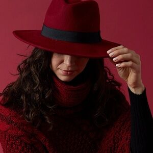 Amanda Smith Red Wool Hat with Black Band
